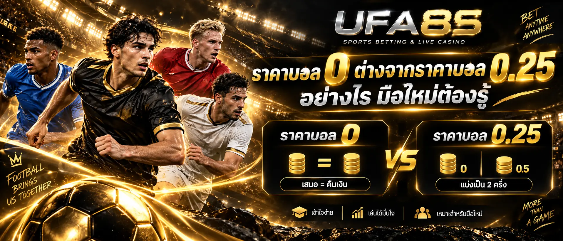 ราคาบอล 0 ต่างจากราคาบอล 0.25 อย่างไร มือใหม่ต้องรู้